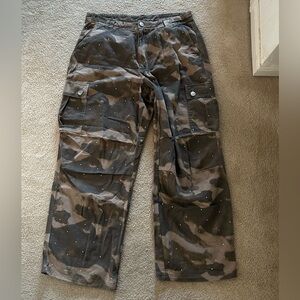 River Island Khaki Camo Embellished Cargo Trousers
